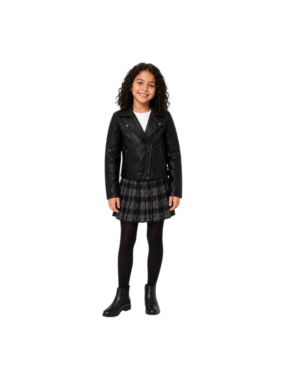 H&M Girls Black Faux Leather Moto Jacket Size 8–9Y